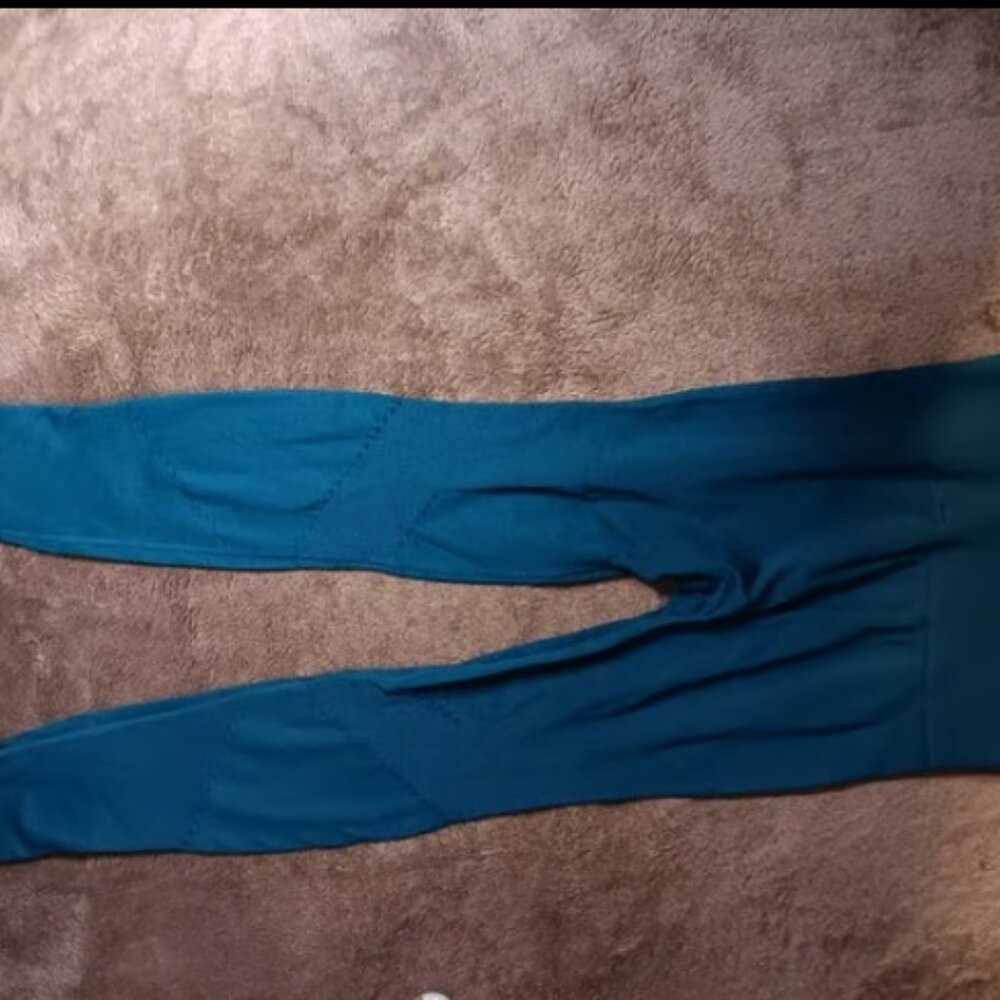 Nike Dri-Fit womens size M Power Studio Seamless Training Leggings teal - Picture 2 of 3